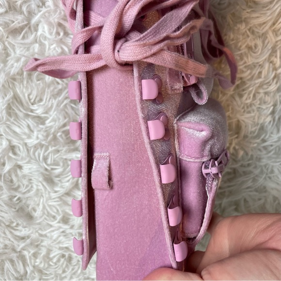 Sugar Thrillz Pink Velvet Obsidian Pocket Combat Boots | Dolls Kill - Picture 14 of 16